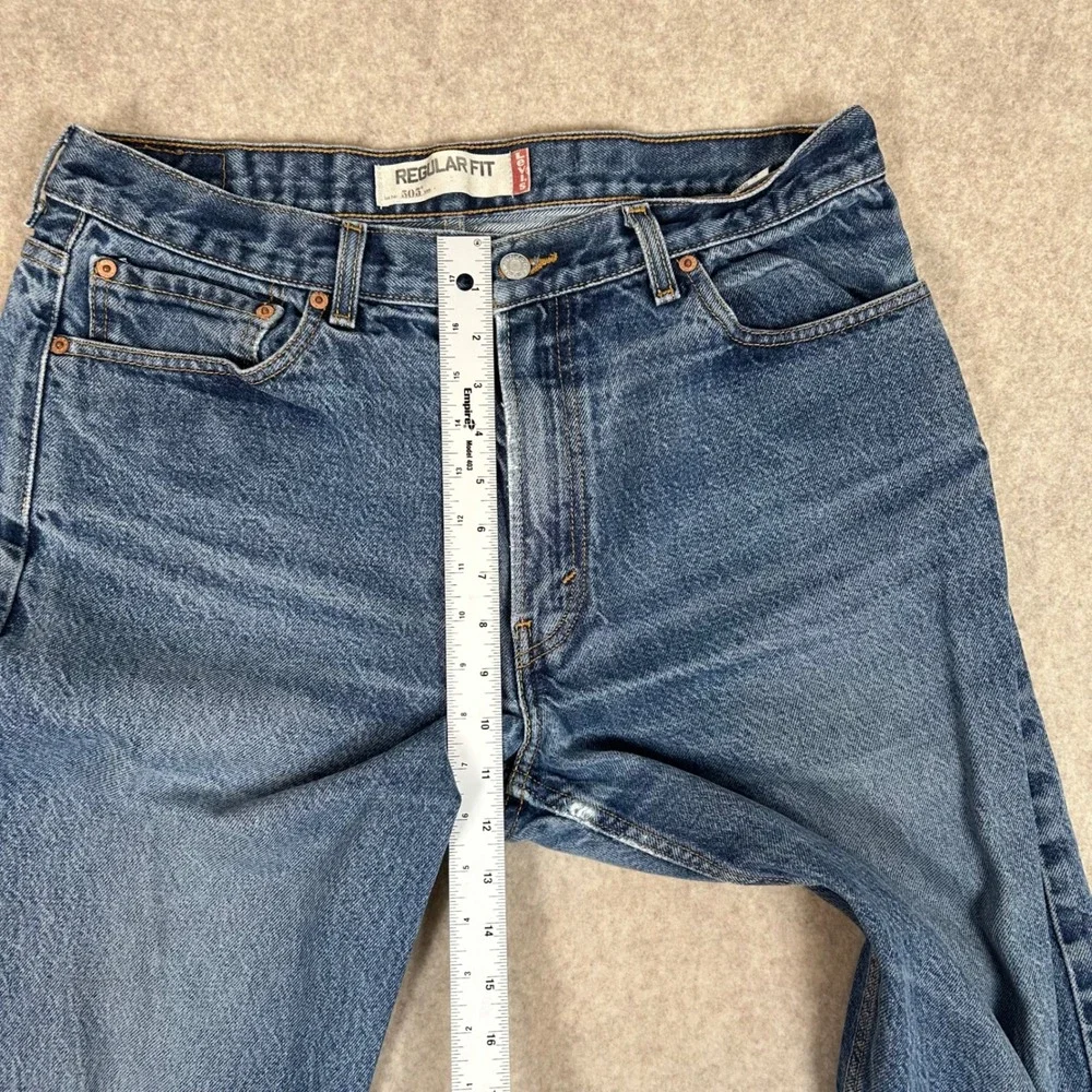 Levi's 505 Jeans Mens 36x32 Blue‎ Distressed Regular Fit Straight Leg Denim